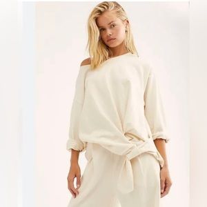 Free People Beach Lax Oversize Knot Front Top, Color Ivory, Size S.
